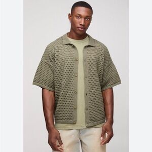 Boohoo man Men's Olive Green Knit Cardigan large